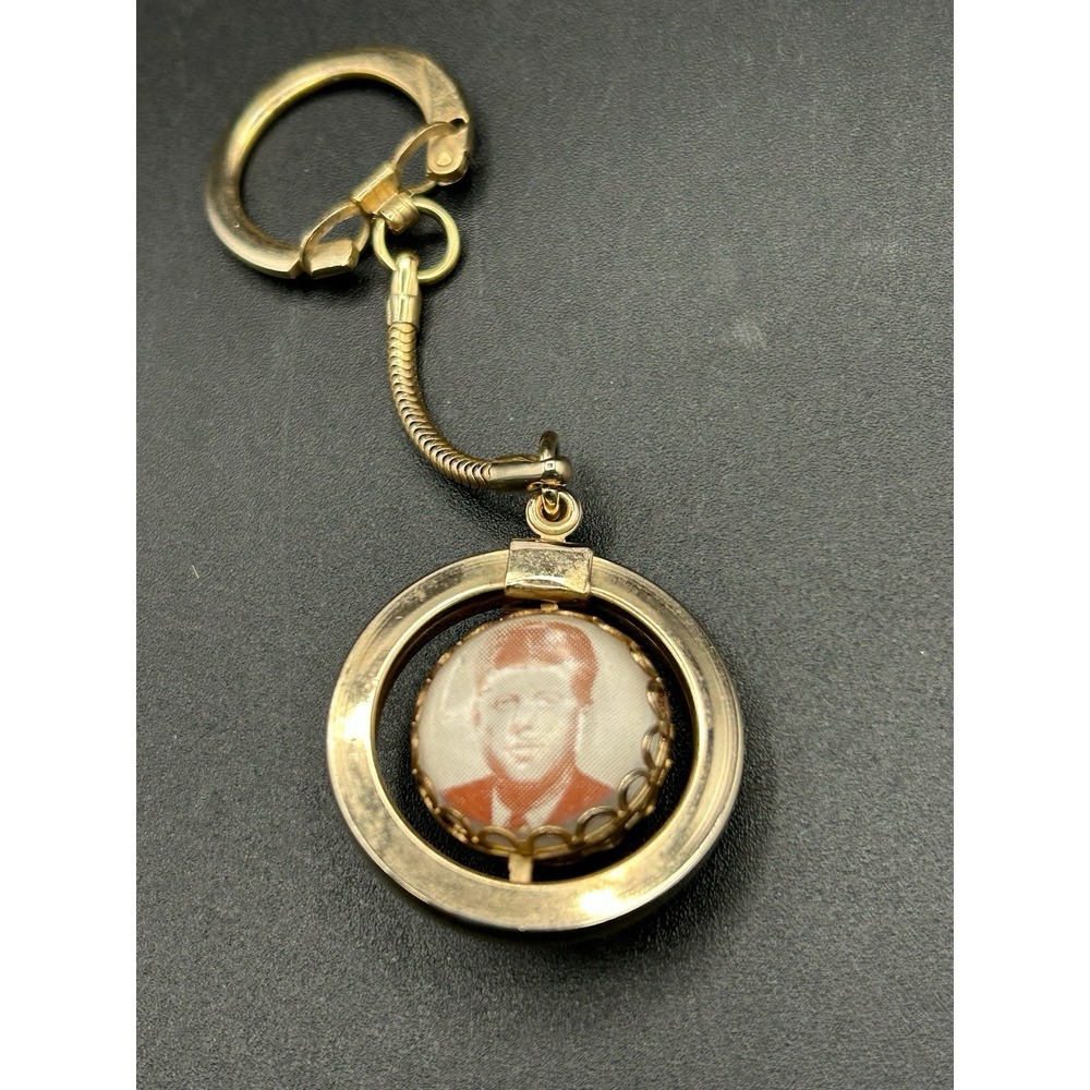 Vintage John F. Kennedy JFK Political Campaign Keychain Gold Tone Spinning Globe